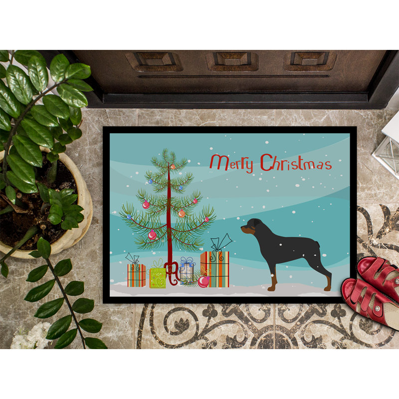 Tapis de porte d’intérieur anti-dérapant rottweiler, Rectangle 2 pi x 3 pi