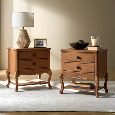 Evars 24” W Traditional 3-Drawer End Table With Hidden Drawer and Charging Station
