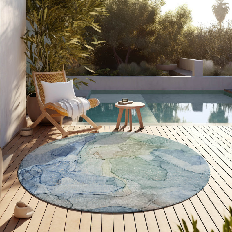 Abstract Indoor / Outdoor Rug, Round 8'