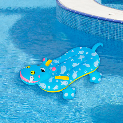 3' Blue Children's Inflatable Hippo Swimming Pool Rider