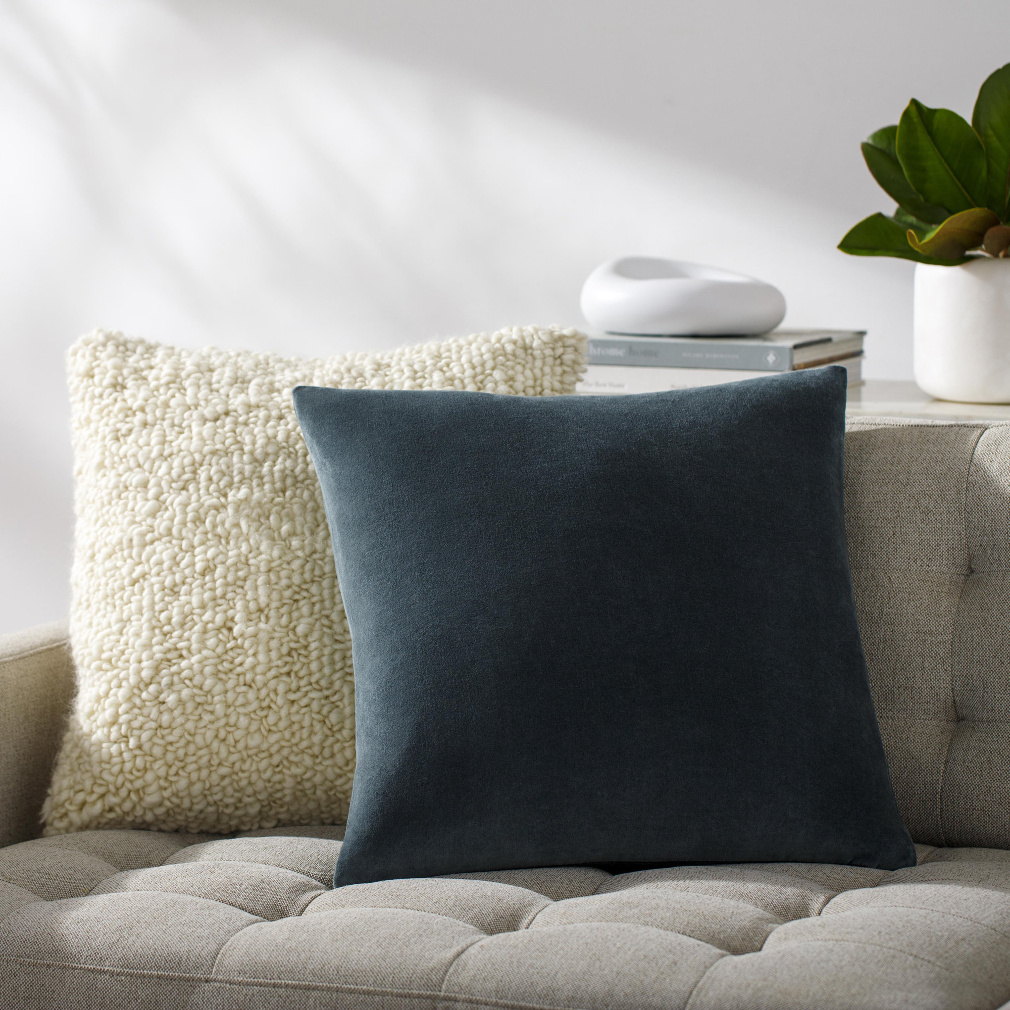 Denny Cotton Throw Square Pillow, Sage, 20"H x 20"W, Polyester/Polyfill