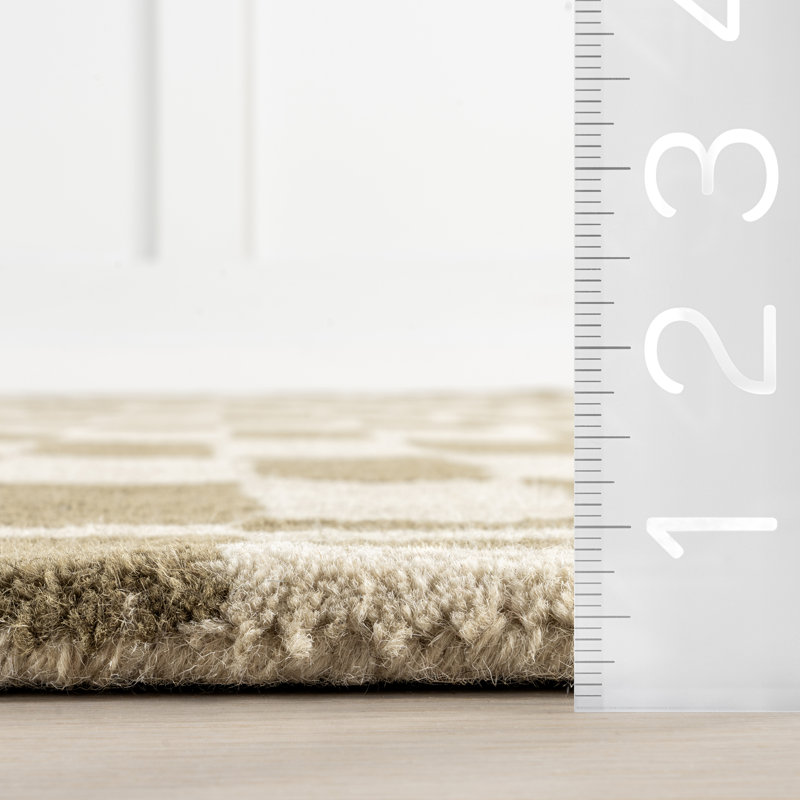  Kia Checkerboard Wool Area Rug, Rectangle 6' x 9'
