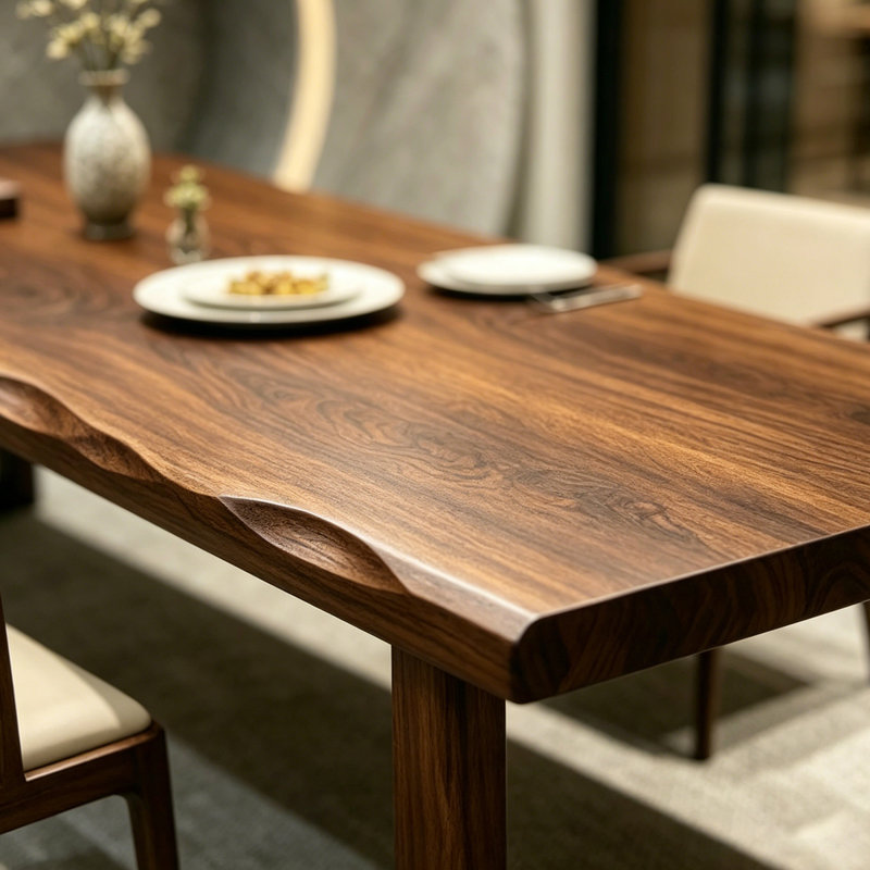 Tan Rectangular Solid Wood Dining Table, 29.53"H*86.54"W*35.43"D