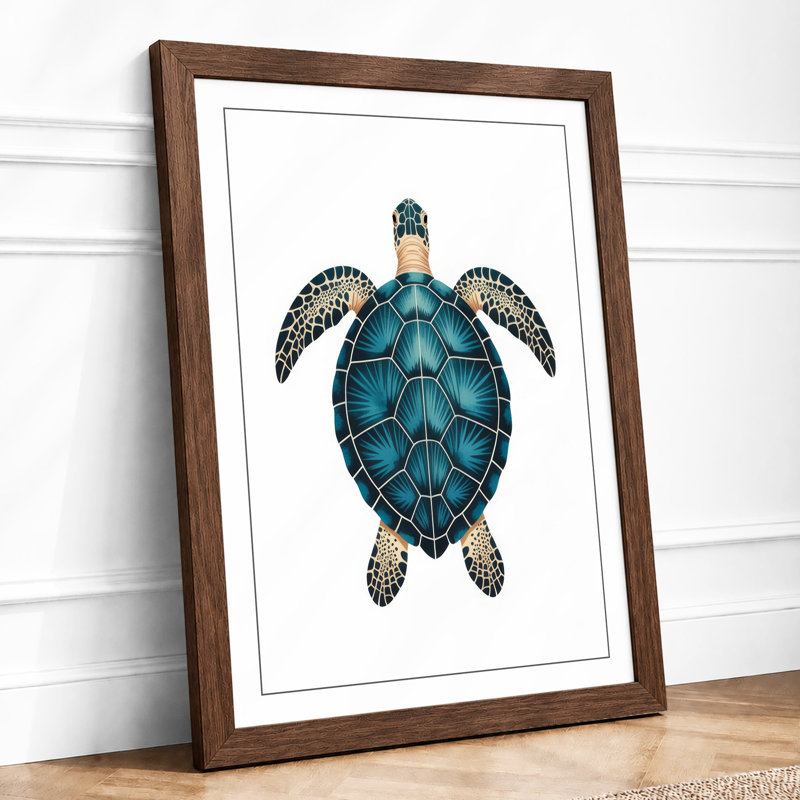 Turtle Geometric - Framed Print, A1 - 84.1 x 59.4 cm, Walnut