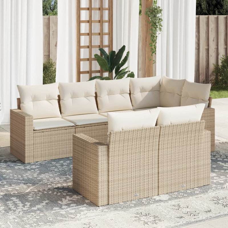 Ensemble de 7 canapés de patio Vidaxl - beige, blanc crème