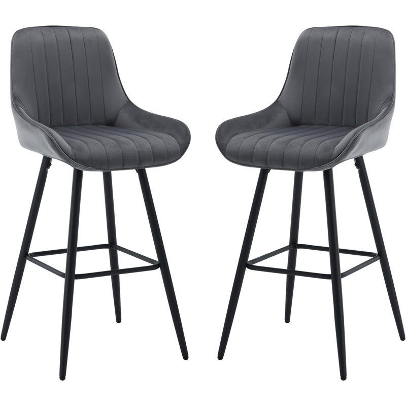 Gaelan Upholstered Counter Stool, Dark Grey