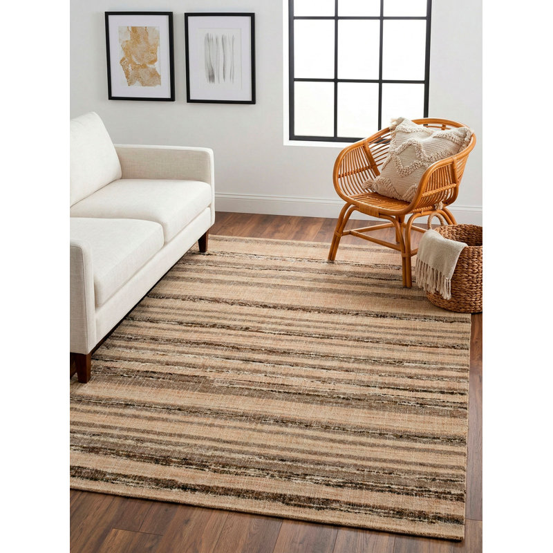 Aquila Striped Area Rug in Natural Black, Rectangle 10' x 14'