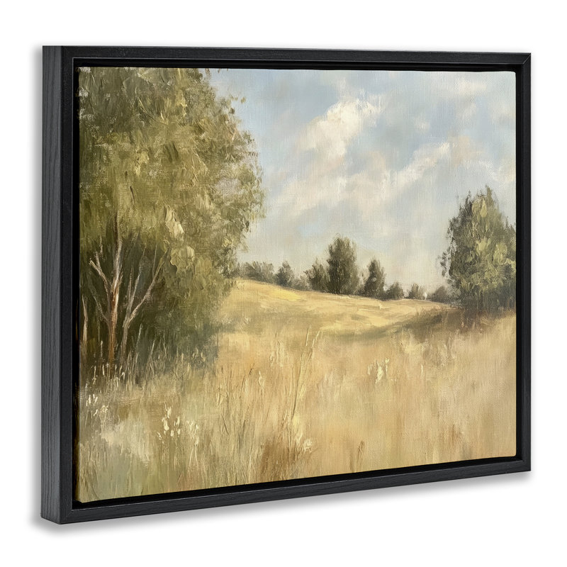 Cadre flottant Classic Country Field, design par Petal Prints Design, H 17 po x l 21 po, Cadre flottant noir de jais