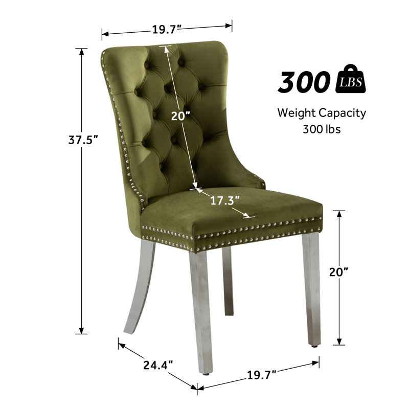 Chaise de salle à manger Klingbeill, 4, Vert, Argent argent