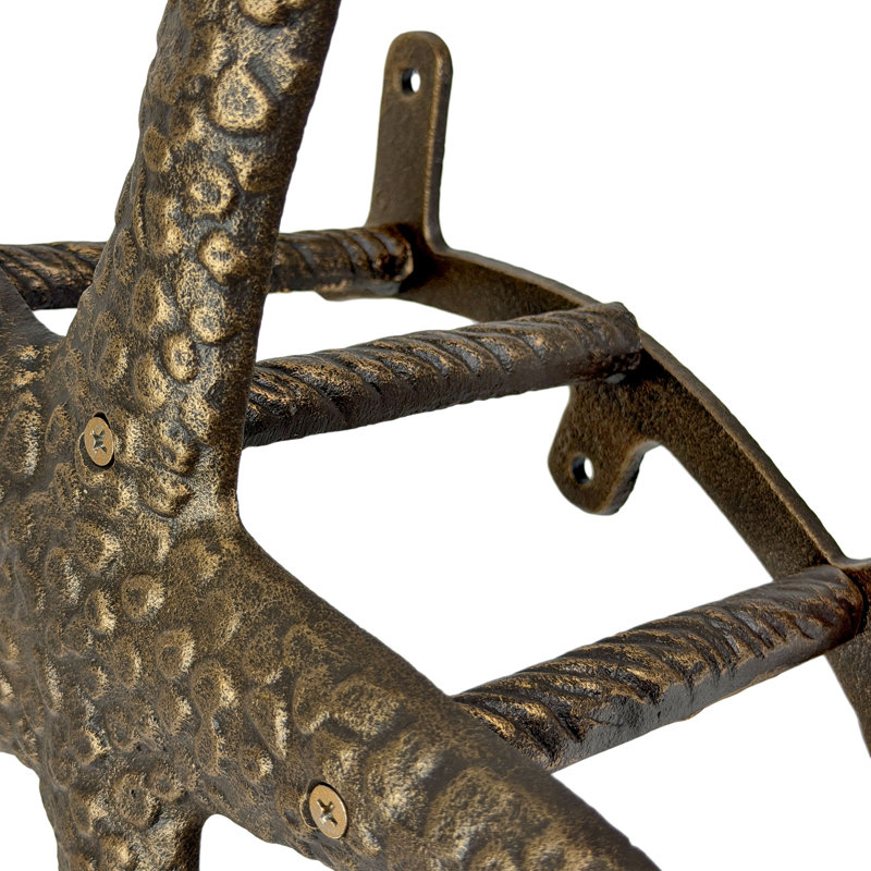 Support mural d'extérieur en fonte bronze, motif étoile de mer côtière, 30 cm de hauteur