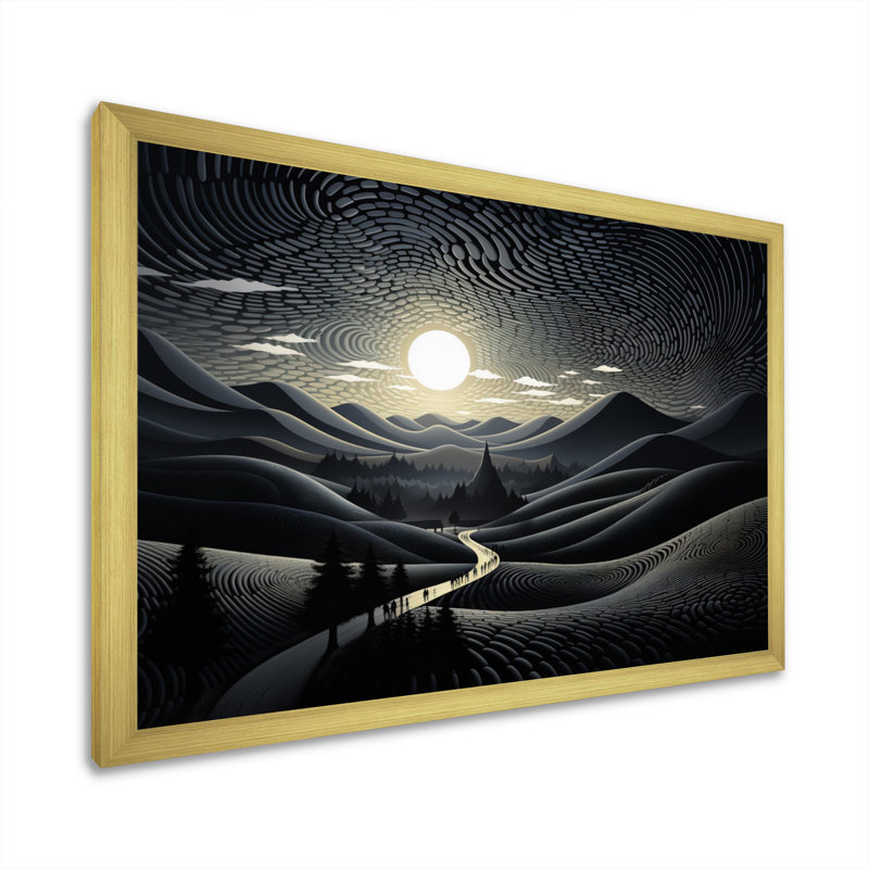 Monochromes route par le pays II, reproduction d'art sur toile, H 24 po x l 32 po x P 1 po, Cadre doré à une seule photo