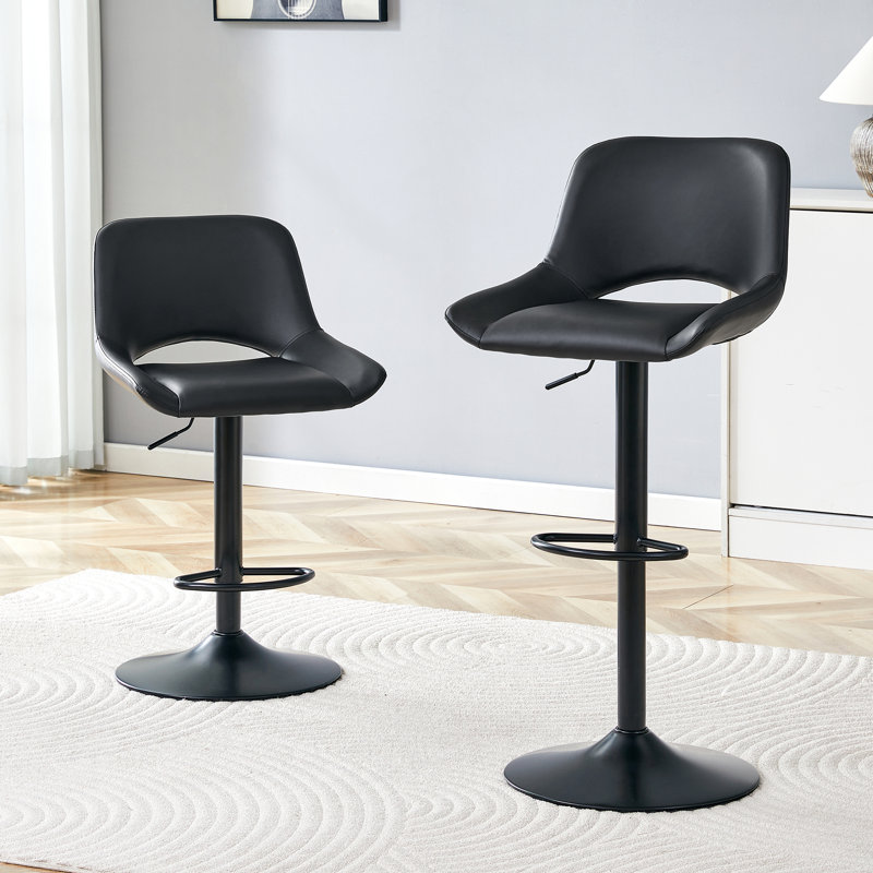 Tabouret de bar pivotant à hauteur réglable (ensemble de 2), Noir