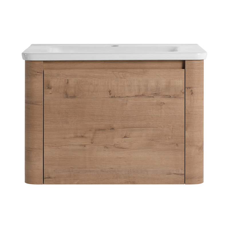 Meuble-lavabo mural 28 po avec lavabo en céramique blanche et porte à fermeture en douceur, emballage KD, contreplaqué