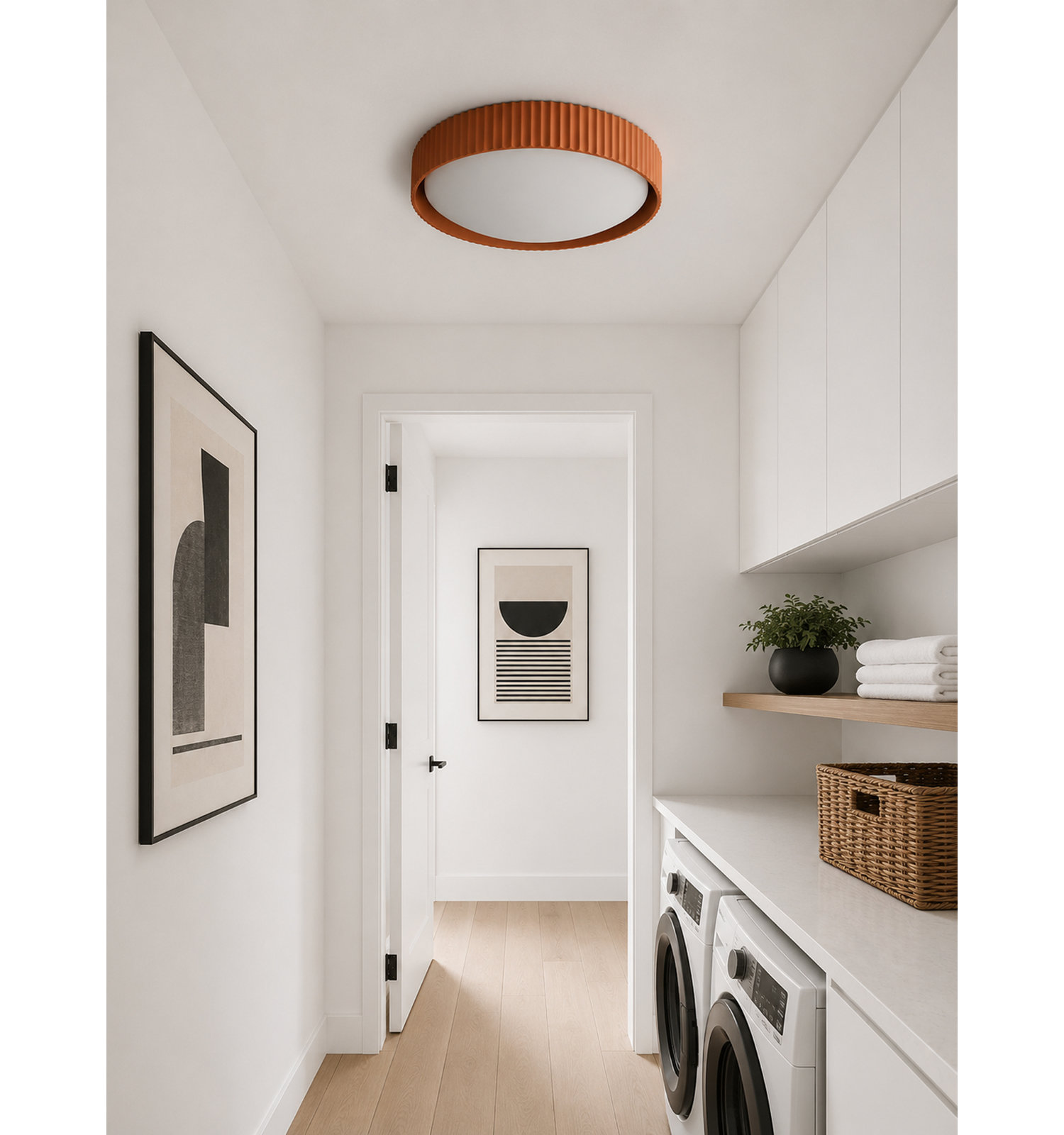 Carran Single Light Acrylic LED Flush Mount, Terra Cotta