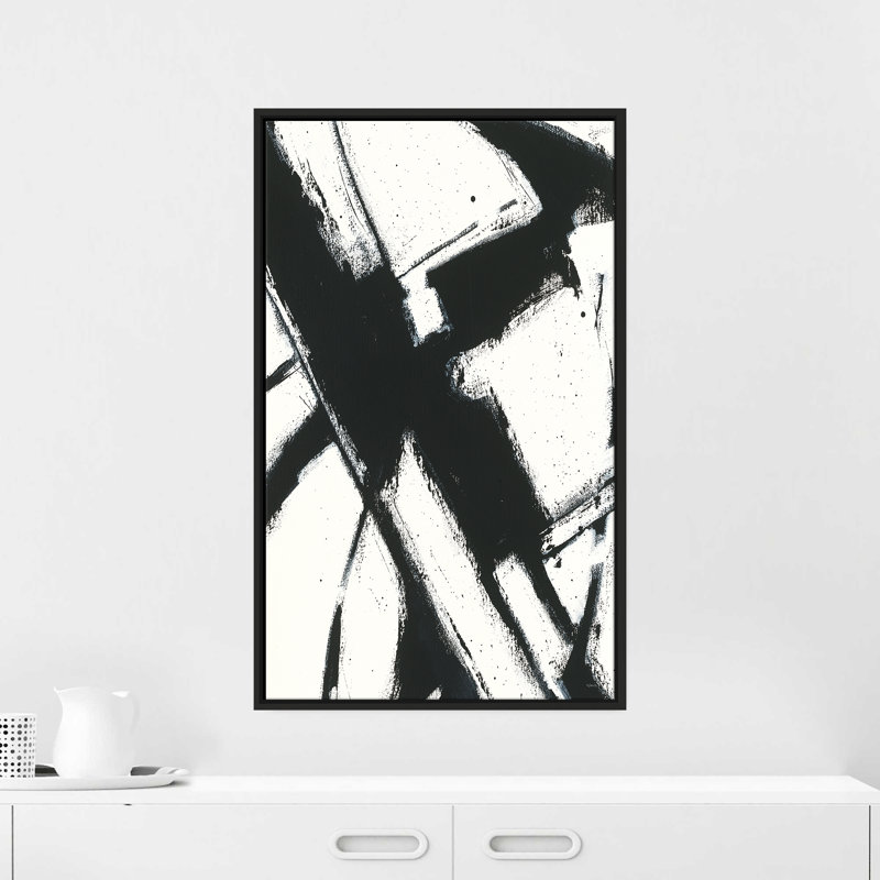 "Expression Abstract I White Crop" par Shirley Novak, reproduction sur toile dans un cadre flottant, H 33,5 po x l 21,5 po