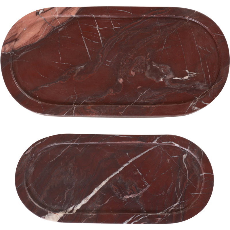 Marbre véritable cerise Vanta 2 pièces Plateau, Cherry