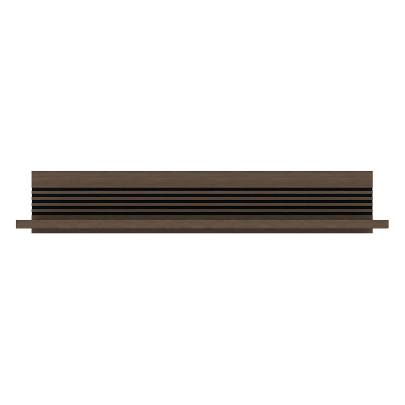 Modern Art Deco Style Wall Hanging Shelf, Decor Shelf, Engineered Wood, Routed Grooves, Dark Oak Decor, 140 cm W x 25.3 cm H x 22 cm D