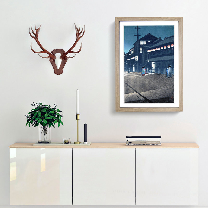 Evening by Hasui Kawase - Framed Print, 36cm H x 27cm W x 2cm D, Oak Framed