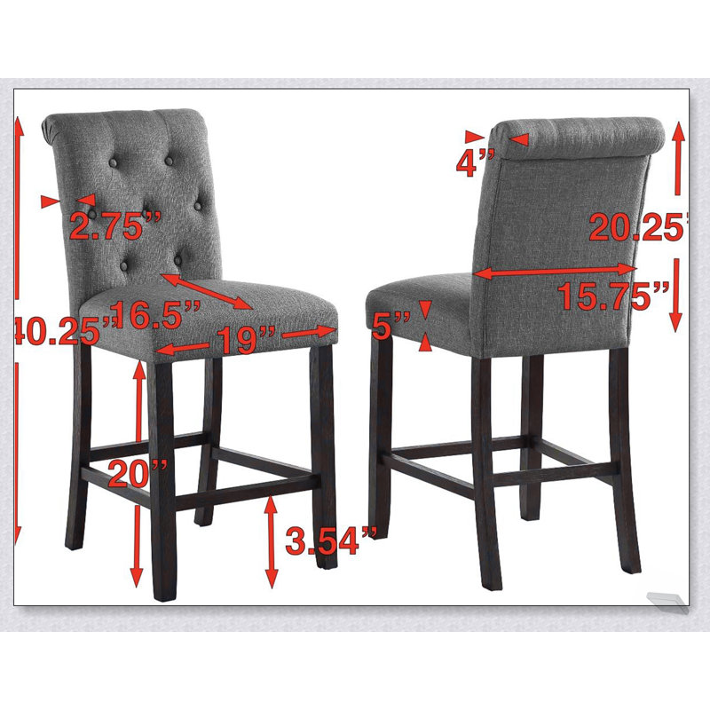 Tabourets de comptoir capitonnés en bois massif Leviton, ensemble de 2, sièges et dossiers rembourrés pour plus de confort et de style