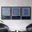 Indigo Tile I - ensemble de 3 impressions sur toile encadrées-2033254134-2033254136