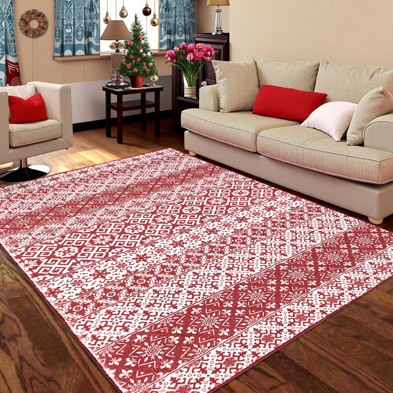Tapis décoratif lavable avec envers antidérapant Howlond Christmas, Rectangle 6' x 9'