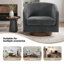 Applewold Upholstered Grey Chenille Swivel Barrel Chair with Solid Wood Base-114606129