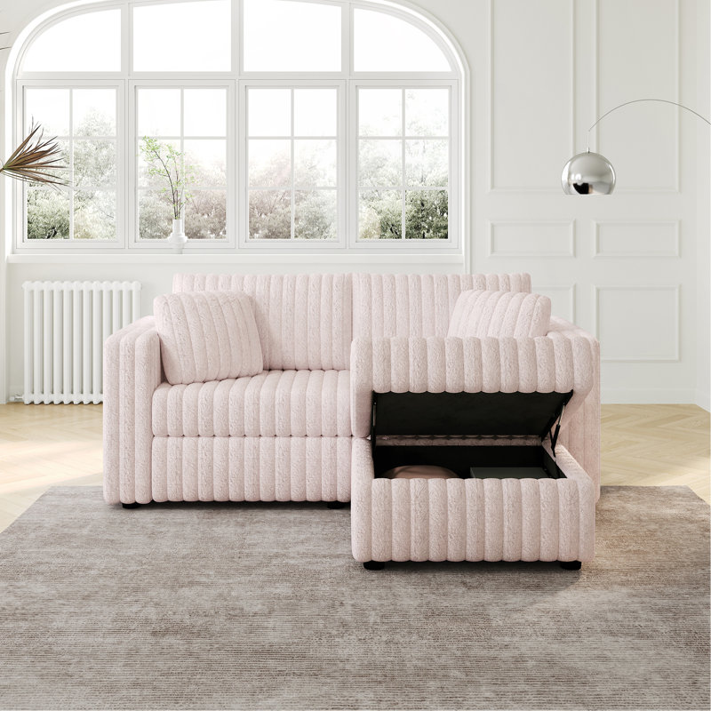 Canapé modulaire 75,6 po pour 2 personnes avec levage hydraulique. Très confortable et élégant. S'agence au repose-pieds de 30,7 po. Idéal pour la chambre à coucher et le salon. Rose clair