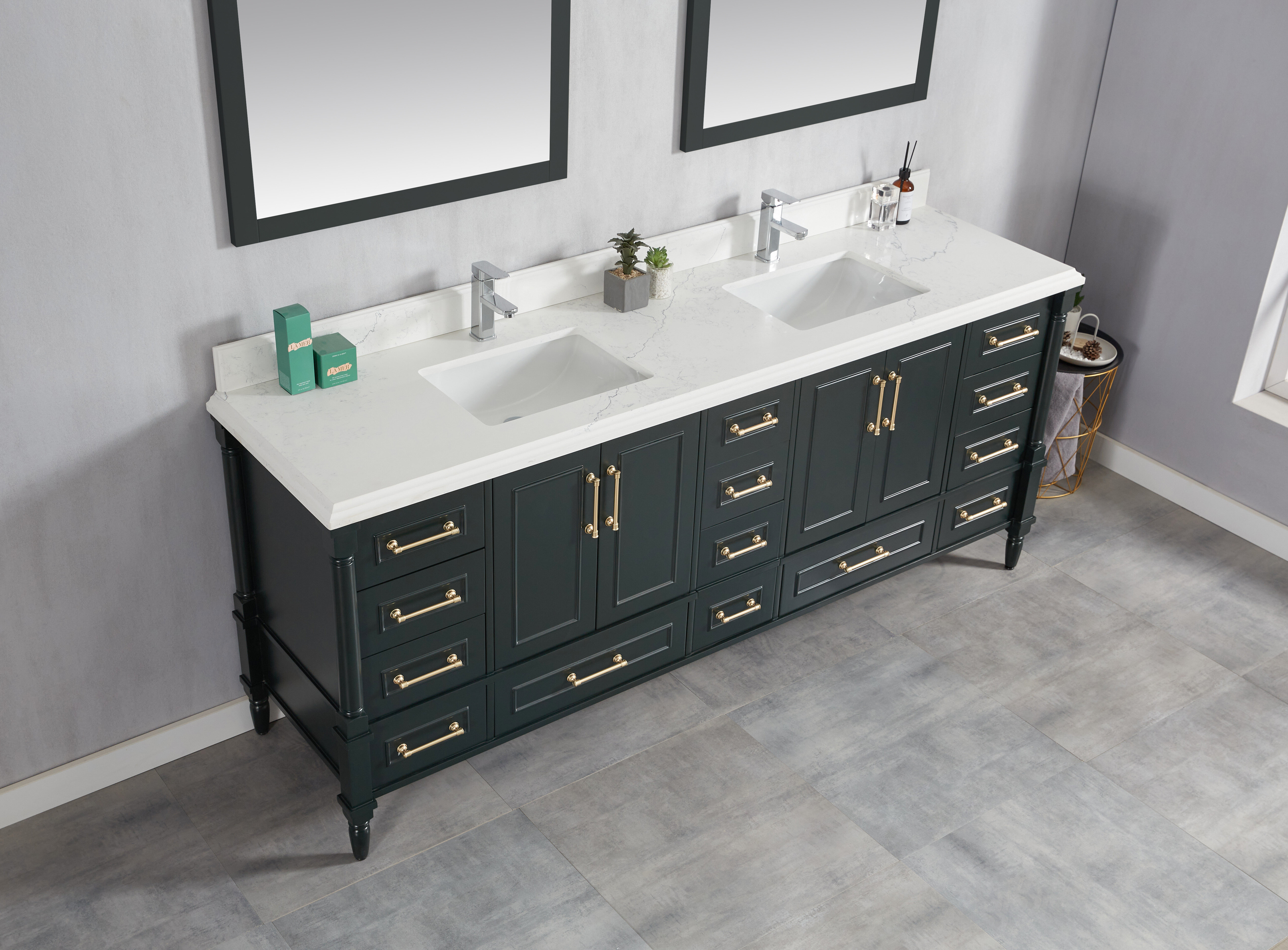 Beckett 84 Double Bathroom Vanity - Dark Blue  Beautiful bathroom  furniture for every home - Wyndham Collection