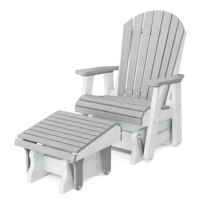 Fauteuil oscillant simple avec repose-pieds Delja, Gris clair / blanc