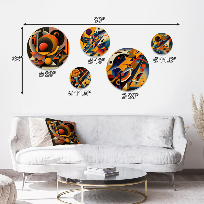 Vibrant Multicolor Geometric Shapes Metal Wall Art Set