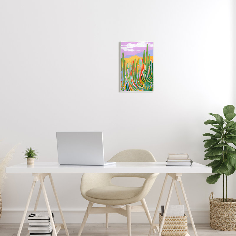 Art moderne sur plaque de cactus moderne par Laura Marr, H 15 po x l 10 po x P 0,5 po