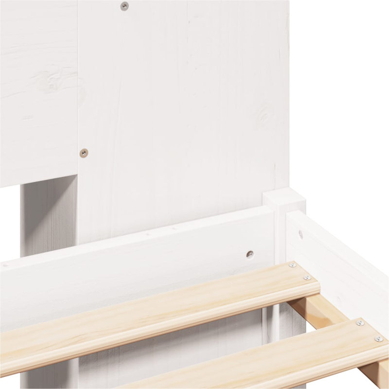 Bookcase Bed Without Mattress Solid Wood Pine, White, 126 x 219.5 cm