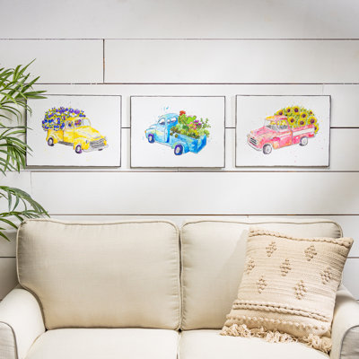 Set of 3 Assorted Metal Embossed Truck Wall Décor