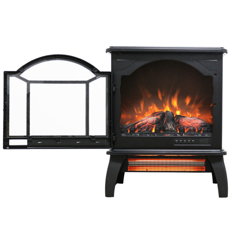 Foyer électrique 18 "avec quartz infrarouge - flamme 3D, 1500 W, 5000 / h, portable, sécuritaire, facile à assembler avec chaleur 1500 W, température réglable, télécommande, protégé, longue durée de vie