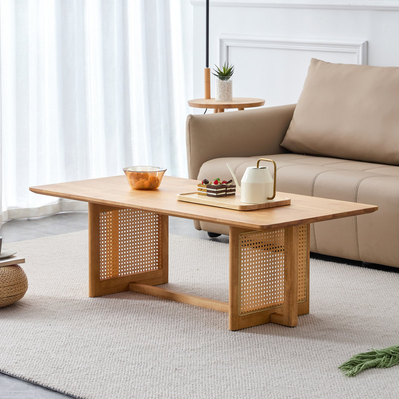 Tariffville 47-inch Rectangle Solid Wood Rattan-style Woven Coffee Table, Natural