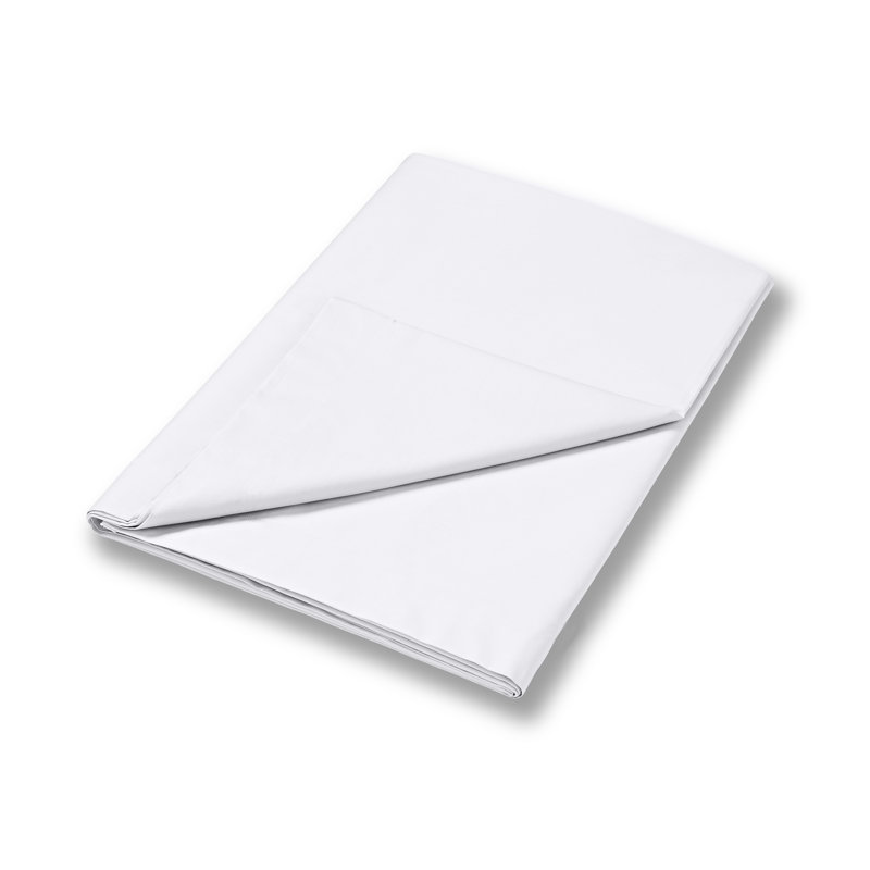 400 Thread Count 100% Cotton Sateen Flat Sheet, White, Kingsize (5')