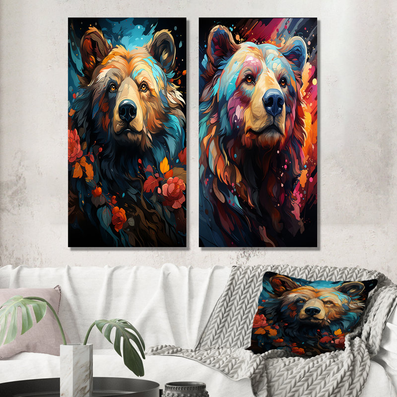 Pop Art - Pop Art Grizzly - popularité, H 28 po x l 25 po, Toile tendue