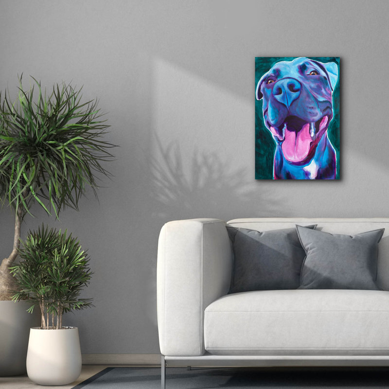 " Pit Bull - Sky Blue " Print, 26" H x 18" W x 0.75" D