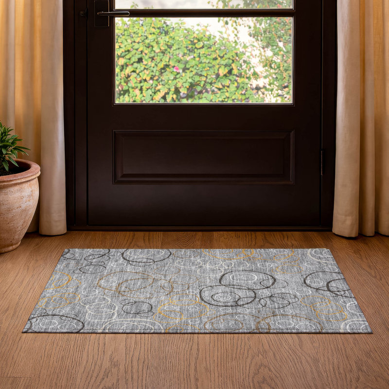 Premium Machine Washable Mayfield AMF2408 Bubbles Rug, Gray, 2'6" x 3'10"
