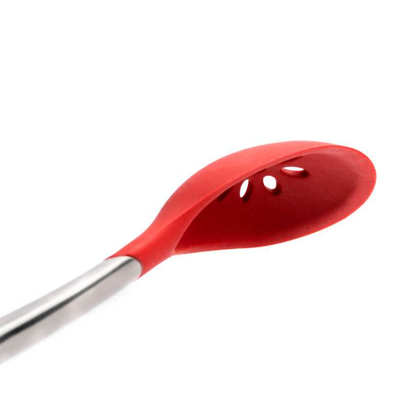 Cuisipro Silicone Slotted Spoon, Black, Heat and Stain Resistant, Dishwasher Safe, 30.5cm, Red