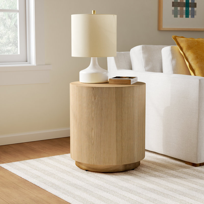 Taryn 20" Drum End Table, Natural