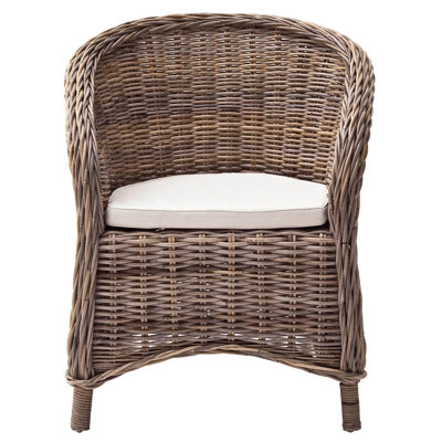  Ensemble de deux fauteuils club ronds en osier avec coussin de siège Hudson