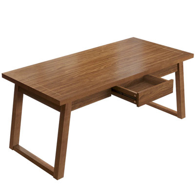 Rectangular Dining Table with Drawer & Solid Wood Legs (Just 1pcs Dining Table)