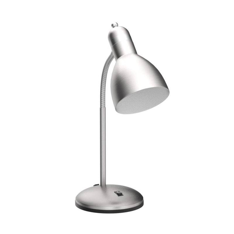 Metal Desk Lamp, Eye-Caring Table Lamp, Study Lamps with Flexible Goose Neck for Bedroom, Home Office, Silver