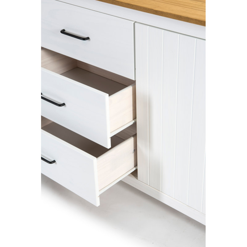 Getz 190cm Solid Wood Sideboard, White/Oak