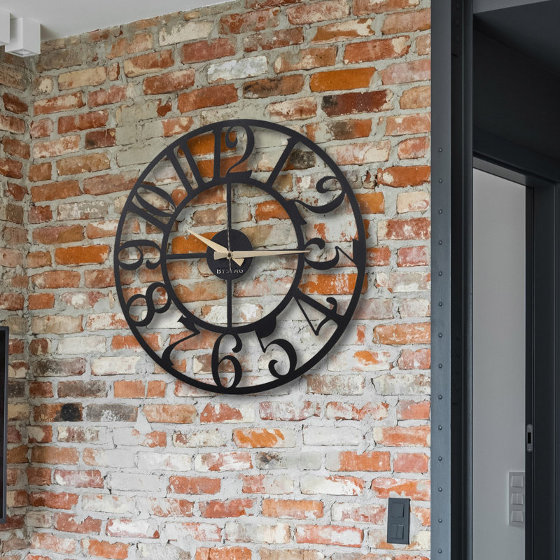 Horloge murale élégante en métal, 19,7 po x 19,7 po, noir | Fabrication 100% métal, épaisseur: 0,08 pouce | Mécanisme silencieux, facile à suspendre | Parfait pour la décoration intérieure et les espaces de bureau, fonctionne à piles (1 AA, non incluse)