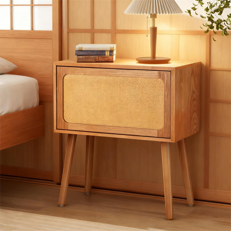 Rotating Hidden Compartment Nightstands, Natural