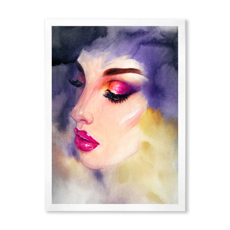 Mauve mannequin femme - reproduction d'art sur toile glam, H 40 po x l 30 po, Impression blanche sur toile encadrée