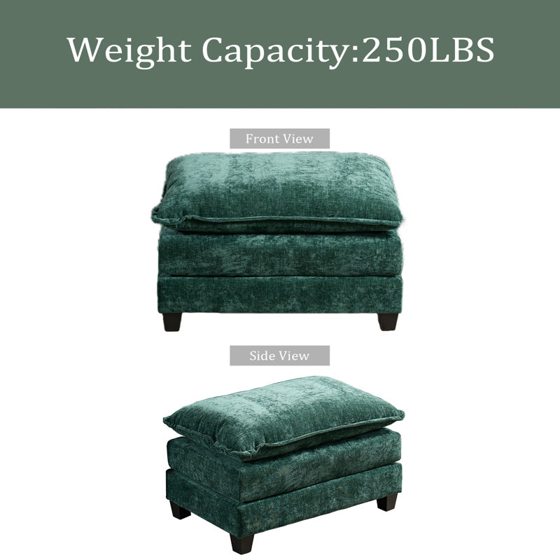 Cloud Sofa Ottoman Only, For Living Room Bedroom And Apartment, Comfy Double Layer Upholstered Seat Cushion, Breathable Chenille Fabric
