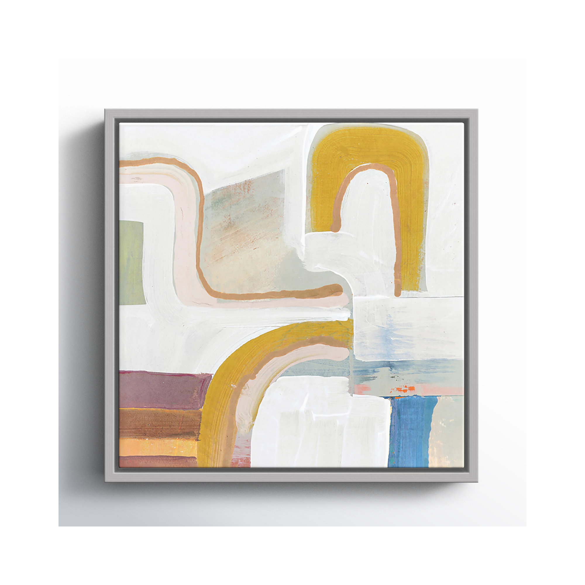 Together Again I by Cartissi - Floater Frame Painting Print on Canvas, 13.5" H x 13.5" W, Espresso